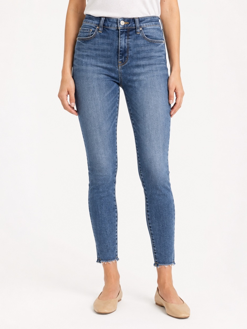 Pilcro High Rise Skinny Jeans Size 28 Raw Hem Stretch Medium Wash